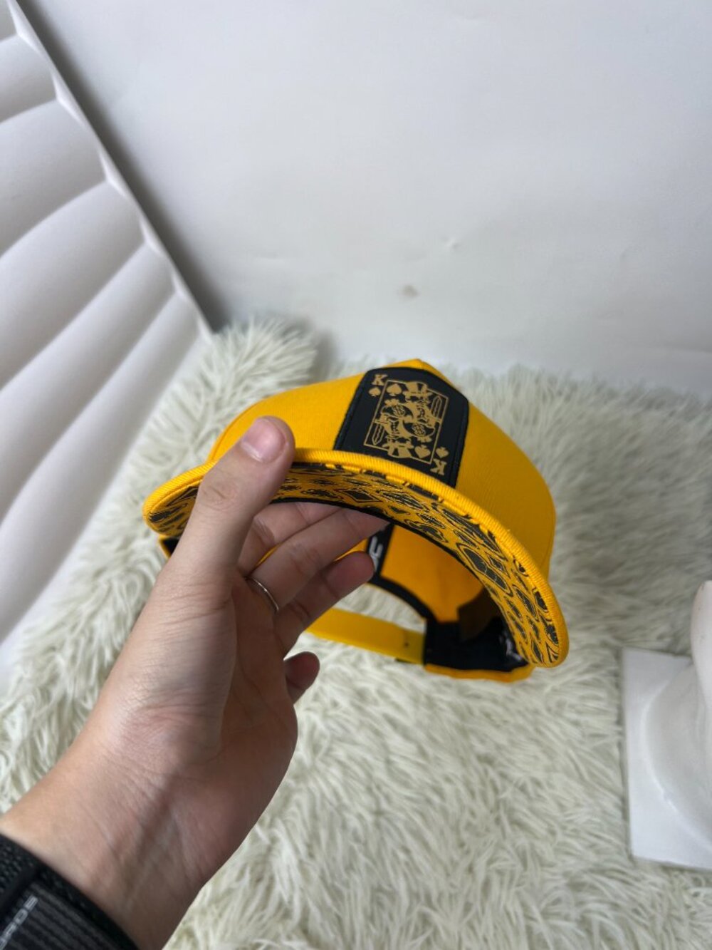Yellow Poker King Graphic Snapback Hat Black Patch Adjustable Baseball Cap St
